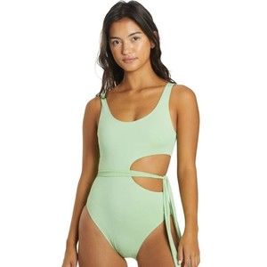 NWT One Piece Swimsuit XS Cutout Green OTS Roxy SD Beach Classic OP Strappy